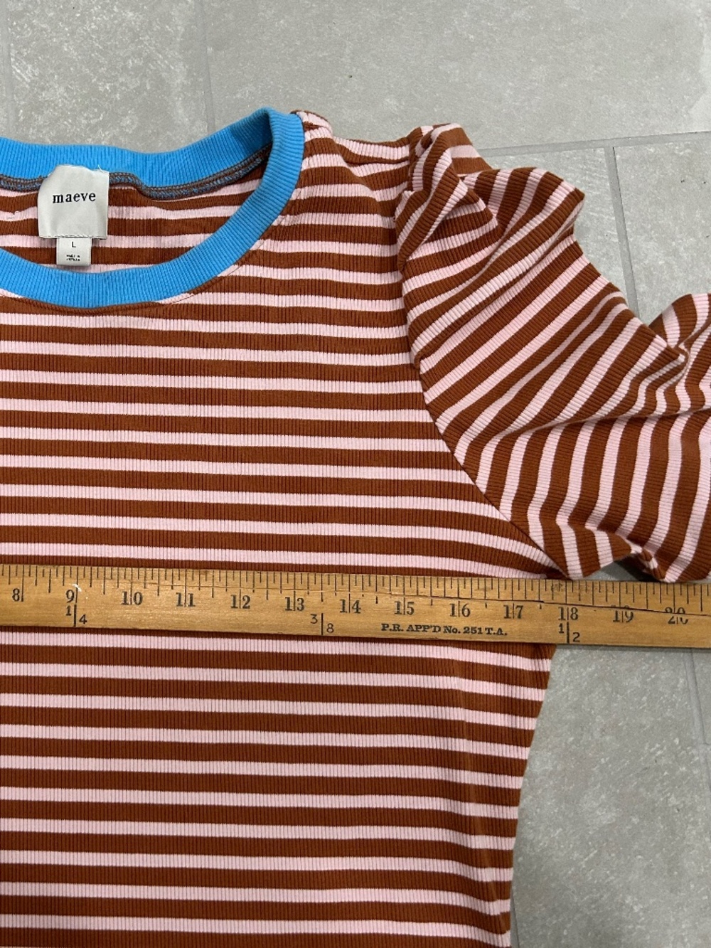Maeve Anthropologie women L puff sleeve striped boho top shirt EUC fall colors
